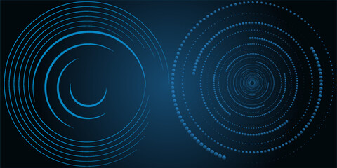 Abstract futuristic blue concentric line pattern background vector.