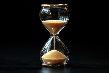 Elegant hourglass against dark background: concept of time and patience in modern design