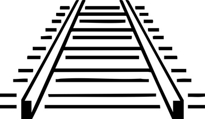 Minimalist Vector Style Railroad Tracks: Simple Black Lines on White for Graphic Design, Transportation Themes, or Infographics