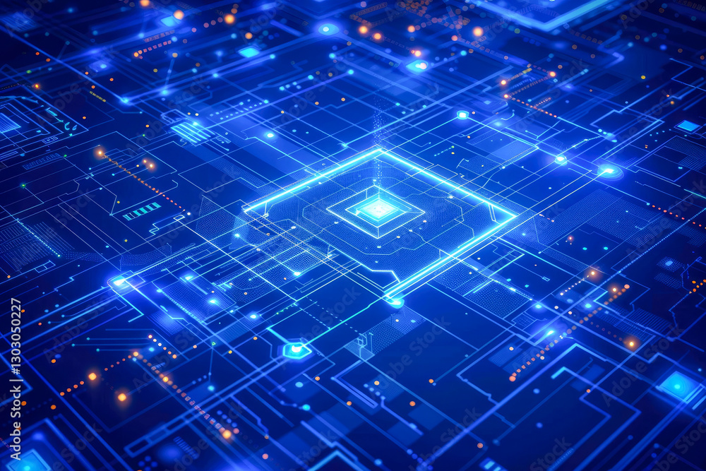 Poster a stunning digital visualization showcasing intricate circuitry patterns and luminous connections, r