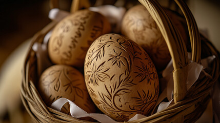 Decorative painted eggshells for Easter holiday craft and festive art