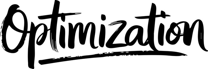 Vector Design of Handwritten 'Optimization' in Bold Style: Ideal for Marketing and Business Projects