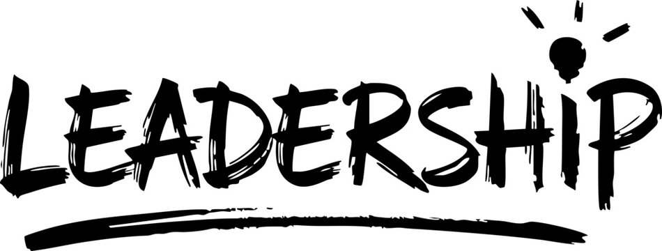 Vector illustration of the word 'LEADERSHIP' in a bold, brushstroke style, perfect for motivational designs and business materials.