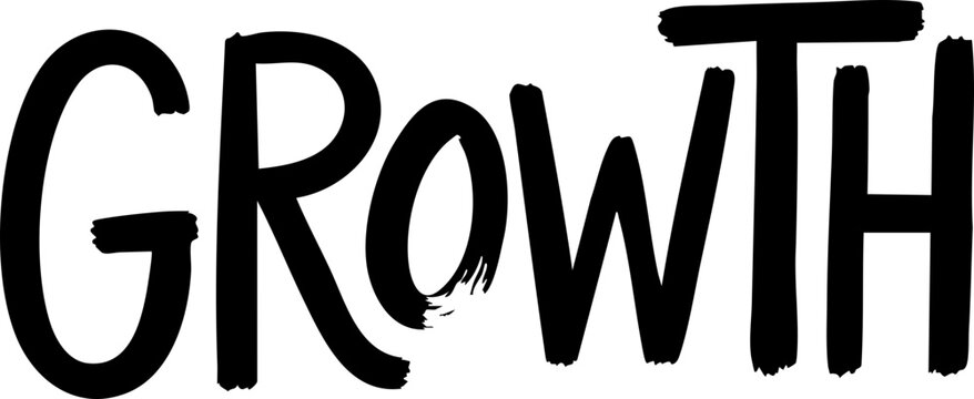 Bold vector illustration featuring the word 'GROWTH' in dynamic typography, ideal for motivational content and branding.