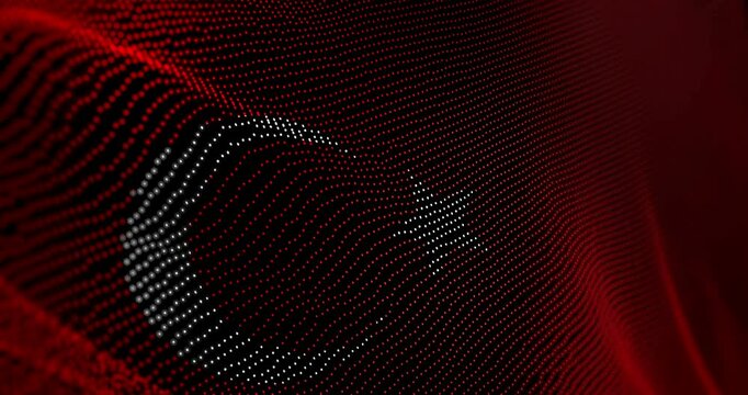 Turkey flag waving pixel. Turkish blowing banner cyber attack hack and security concept animation.