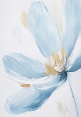 Soft blue flower painting with delicate brushstrokes on a white background