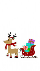 Fototapeta premium reindeer in santa hat pulling a sleigh full of gifts
