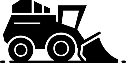 Bold vector illustration of a construction vehicle in black, ideal for construction-themed projects and graphics.