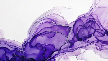 Fototapeta premium 高級感のある薄くて淡いアルコールインクアート バイオレット マーブル模様 余白あり 背景素材 チラシ・バナー・動画素材 16:9サイズ AI生成素材