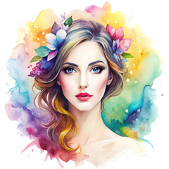 watercolor female logo- white background