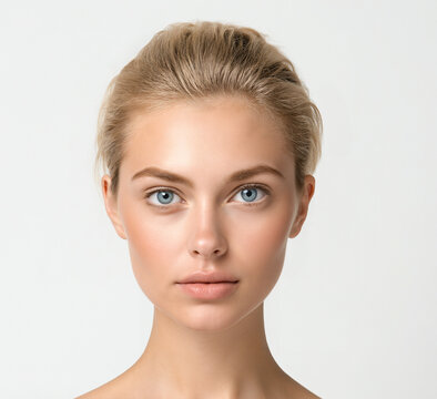 woman, blonde, head, face, beauty, beautiful, white, caucasian, hair, natural, skin, smooth, blue, eyes, mouth, lips, frontal, direct, neutral