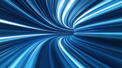 Fototapeta premium Abstract blue light streaks forming a tunnel.