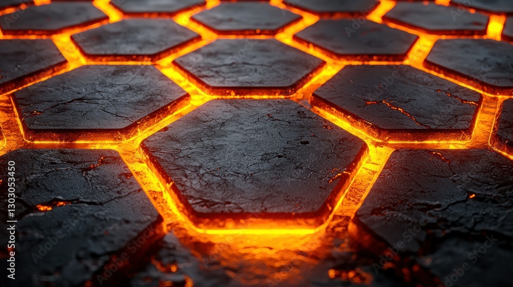 Poster molten lava hexagonal tiles pattern background