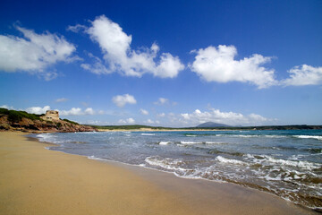 beach and rocks, Porto Ferro Beach,  Alghero, Sassari, Sardinia, Italy