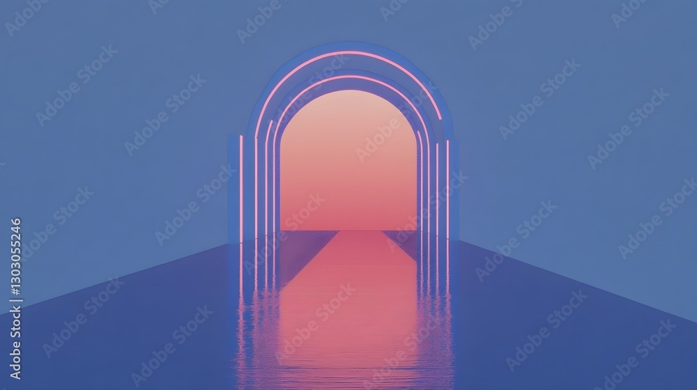 Poster illuminated archways and pathways create an elegant and minimalist design