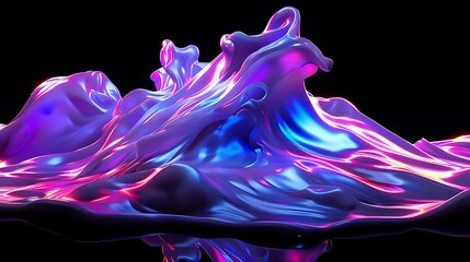 Abstract Neon Liquid Wave: A Symphony of Color and Light