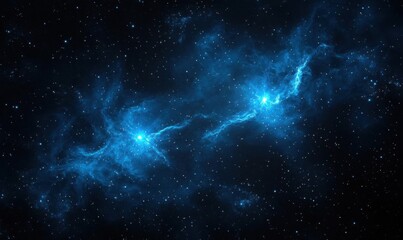 Blue starry space with galaxies and nebulae