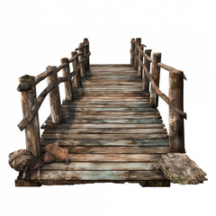 Obraz premium Wooden Footbridge Isolated on Transparent Background