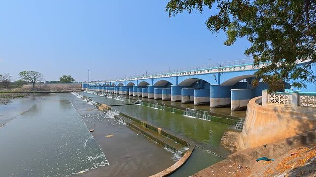 Kallanai also called Grand Anicut, it is an ancient dam built by Karikala of Chola dynasty in 150 CE. It was built across the Kaveri river flowing from Tiruchirapalli to Thanjavur district, Tamil Nadu