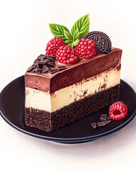 chocolate cake with strawberry, Generative AI