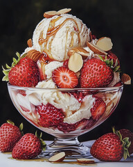 ice cream with strawberries, Generative AI