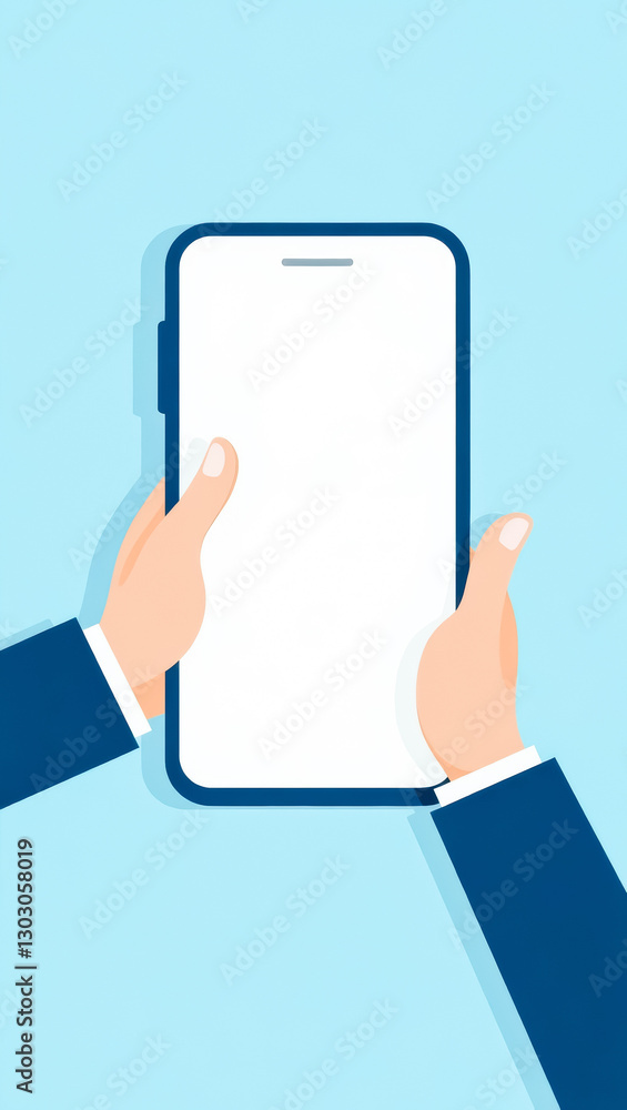 Poster two hands holding a tablet computer with a blank screen