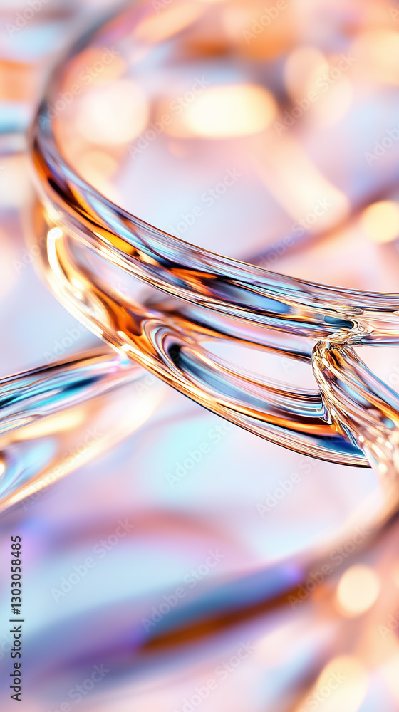 Poster vibrant translucent elements twist and intertwine in a stunning display, reflecting light and creati