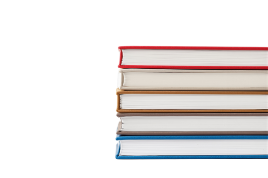 Stack of colorful books, realistic style, on white background. Concept of education. Ai generative