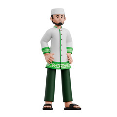 3D Muslim Man Standing Confidently