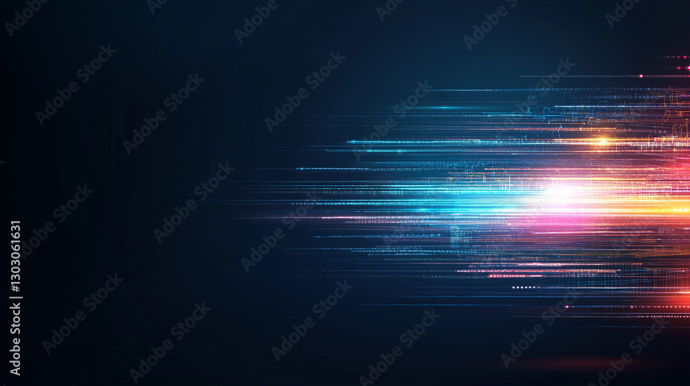 Aufkleber a beauty futuristic abstract background in a high-tech style in blue and orange colors. shining line