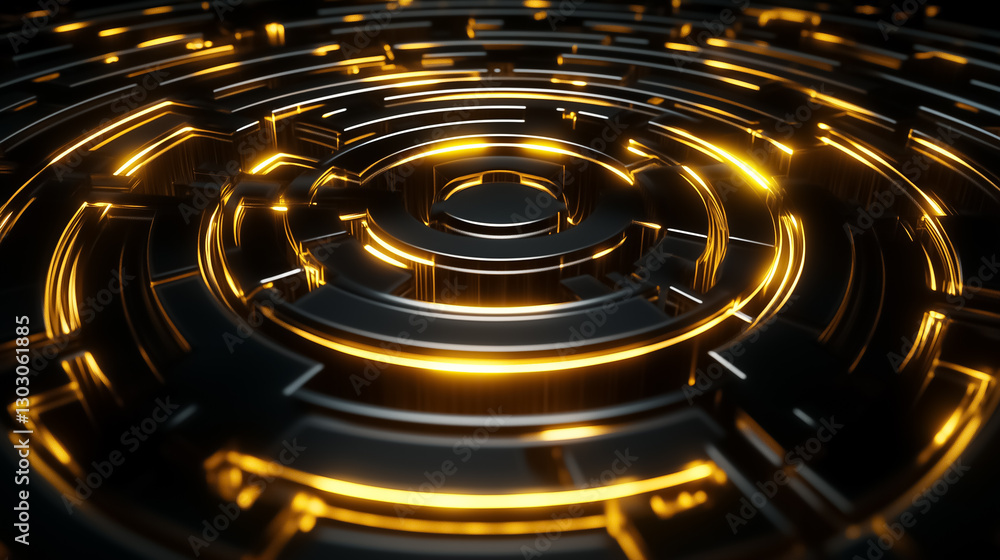 Poster within a mesmerizing labyrinth, luminous edges intertwine with deep shadows, creating a captivating 