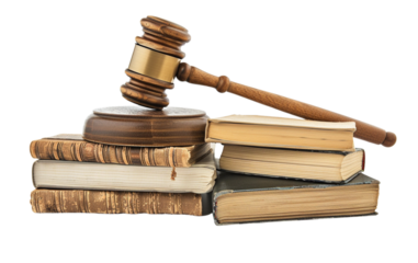Judgment's Call: A symbol of justice lies atop a stack of worn law books, representing the legal process