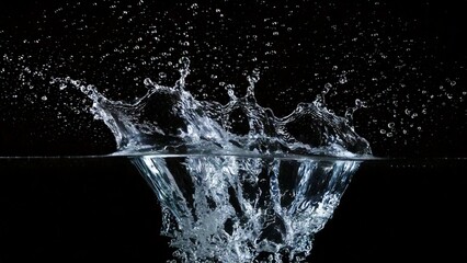 水しぶきのイメージ 黒背景 背景素材 チラシ・バナー・動画素材 16:9サイズ AI生成素材