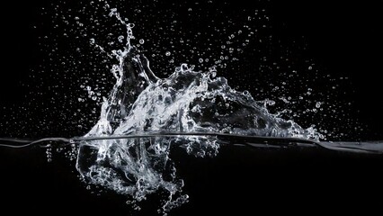 水しぶきのイメージ 黒背景 背景素材 チラシ・バナー・動画素材 16:9サイズ AI生成素材