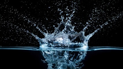 水しぶきのイメージ 黒背景 背景素材 チラシ・バナー・動画素材 16:9サイズ AI生成素材