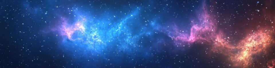 Obraz premium A bright blue nebula with abstract light rays illuminates a deep space fantasy