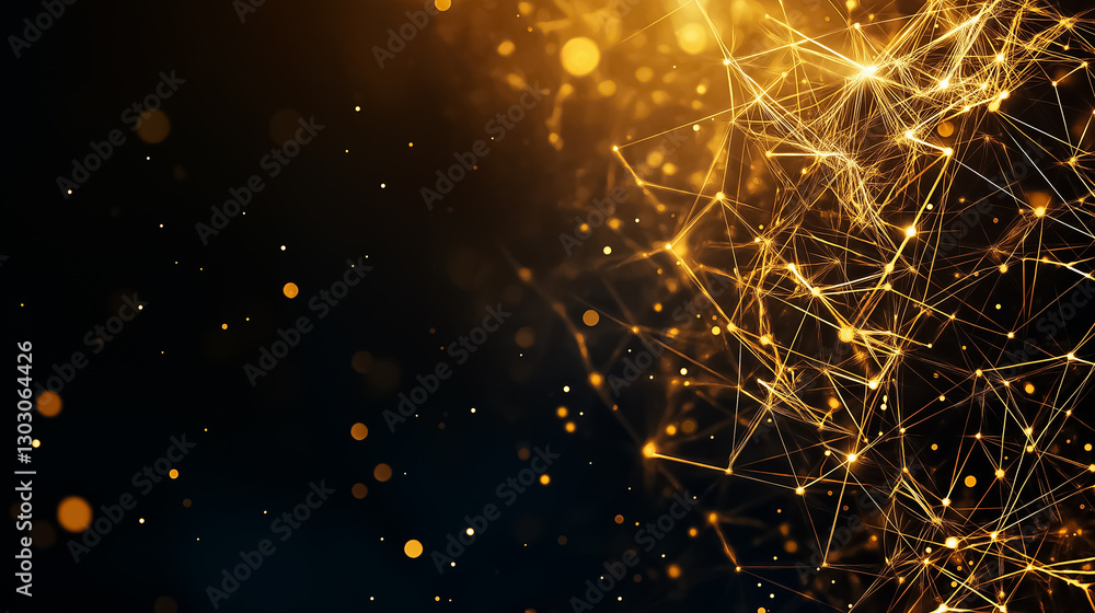 Poster in a dimly lit environment, luminous connections of an artificial intelligence neural network emerge