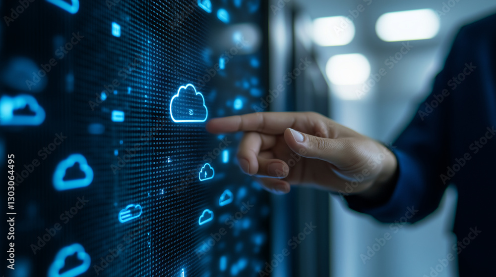Aufkleber an expert in cloud security fine-tunes firewall settings, ensuring safe data storage with compliance