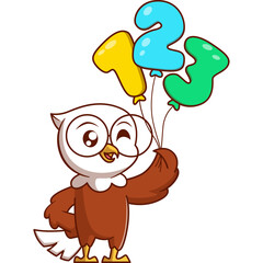 Cute eagle cartoon illustration. Study icon concept. Flat cartoon style