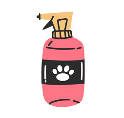 Washing bath soap foam home salon line art concept. Tools for pet grooming set. Vector graphic design illustration