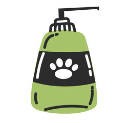 Washing bath soap foam home salon line art concept. Tools for pet grooming set. Vector graphic design illustration