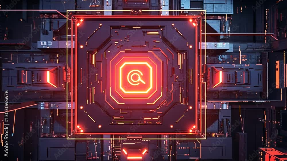 Aufkleber futuristic technological interface animation with glowing lines and complex details
