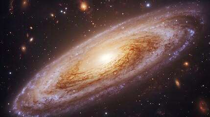 Fototapeta premium A captivating cosmic scene with swirling galaxies and glowing stars