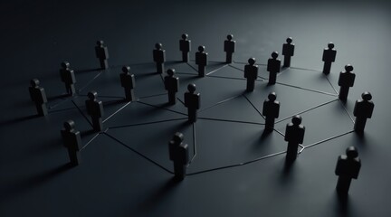 Interconnected Group Of People Standing In Circle Representing Endless Collaboration With AI, Network Connectivity, Group Intelligence, Digital Nodes, Connections, Centralized Networking