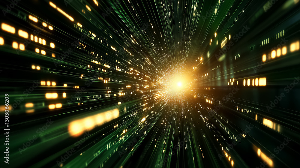Fototapete Colors meld in a dynamic display, showcasing a digital matrix where symbols cascade and holographic effects flicker, creating an immersive atmosphere of movement and energy