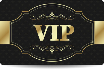 VIP card with gold vintage frame and elements