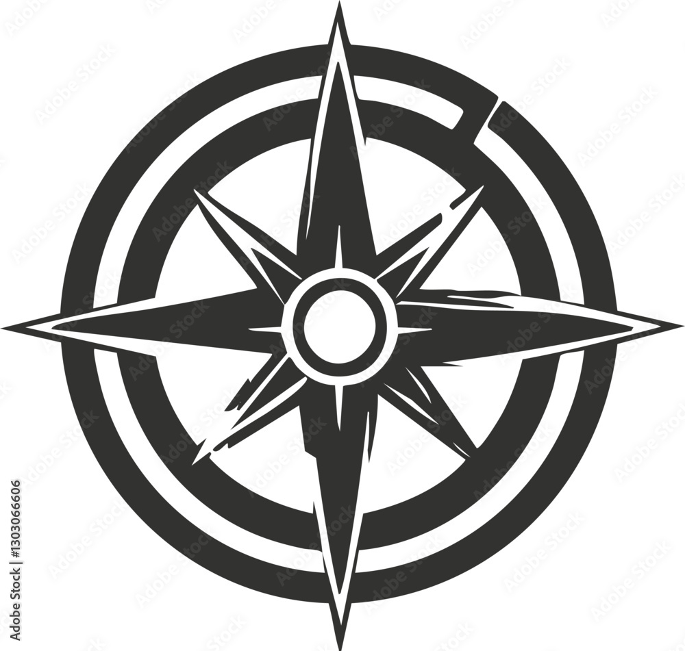 Poster black vector compass icon symbolizing navigation and direction.