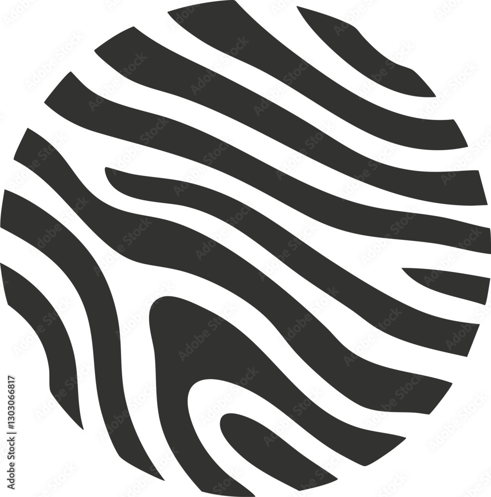 Aufkleber abstract black and white zebra pattern in a circular design.