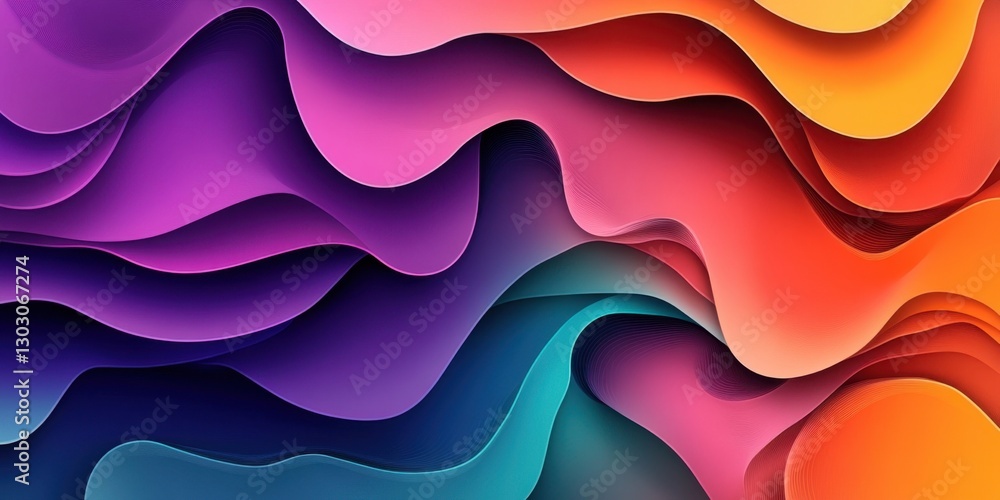Poster dynamic waves of colorful abstract art representing fluidity and motion in modern design