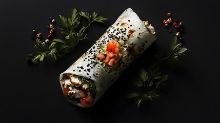 Delicious Chicken Wrap with Fresh Tomatoes and Parsley